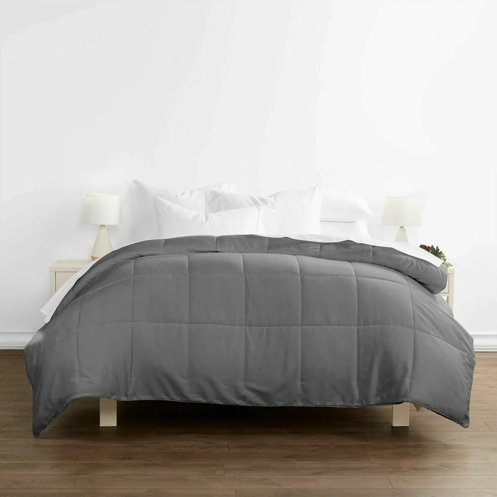 Down Comforter King Size Alternative Lightweight Dark Gray Ultra Soft #082